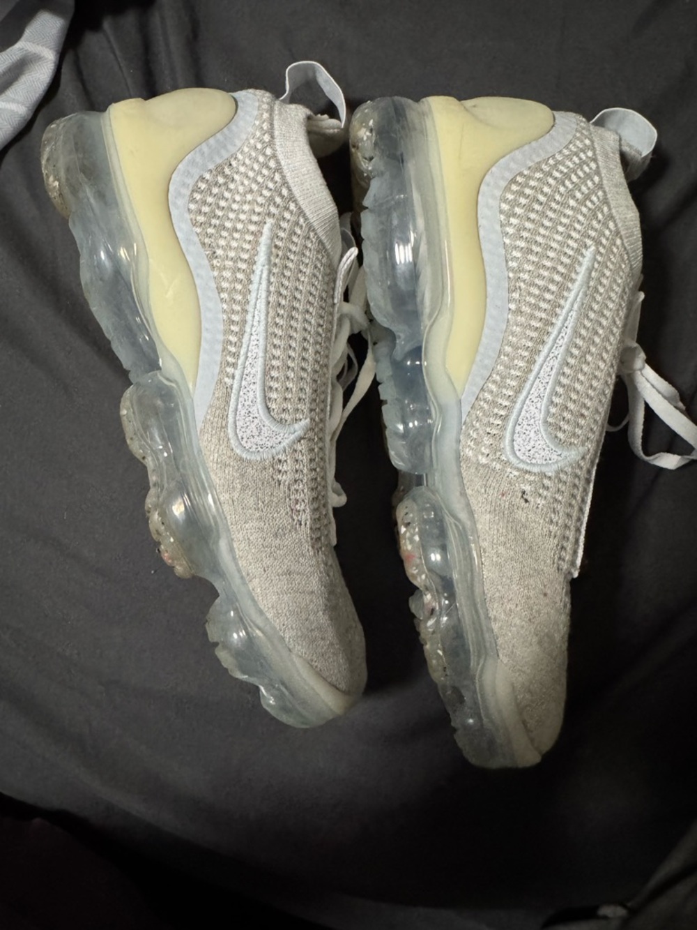 Nike Women’s Air VaporMax Flyknit Sneakers — Light Gray/Cream